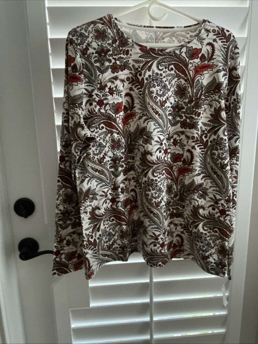 Talbots Cream Paisley Floral Skirt with Brown and Red Accents